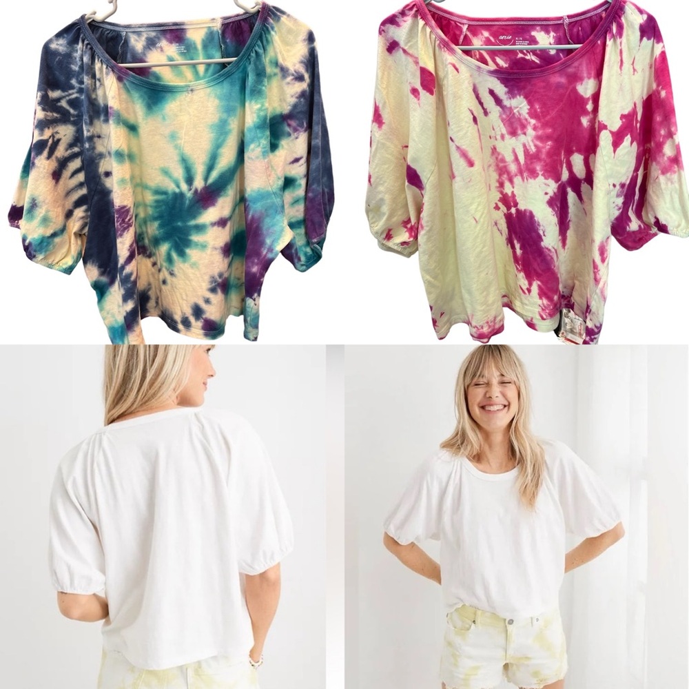 Aerie Custom made New tie dye ballon sleeve tops by me XL NEW and one of…